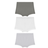 Organic Girls Bamboo Boxer Brief Underwear Set Of 3- Olive/White/Grey